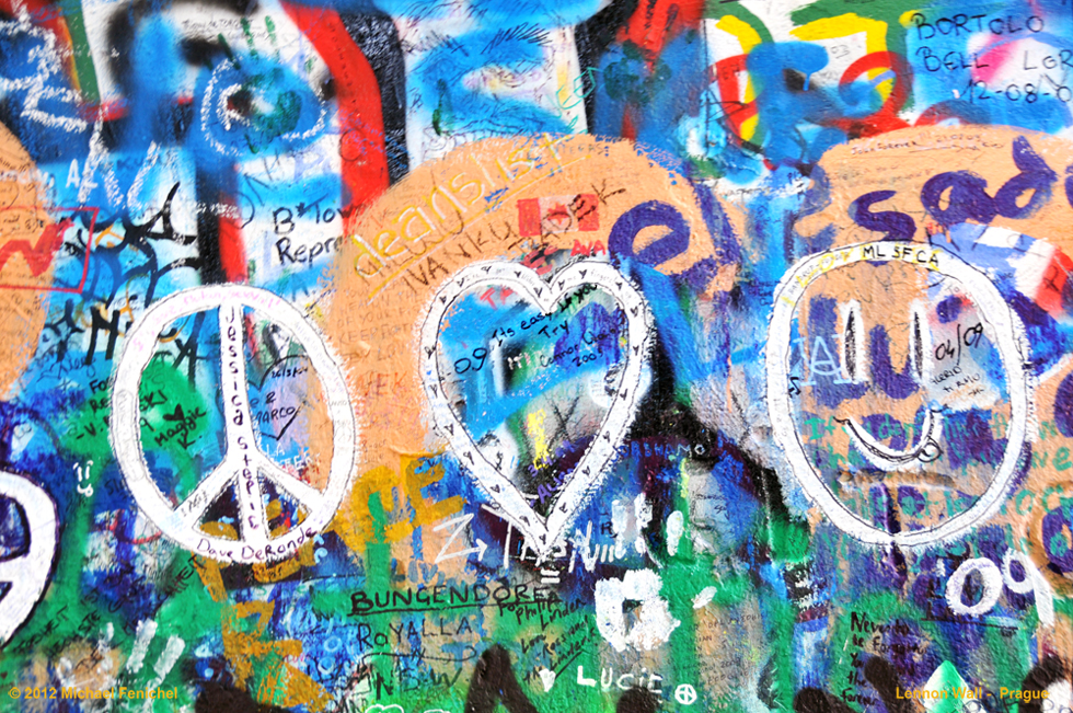 Lennon Wall - Prague - Peace,Love,Joy