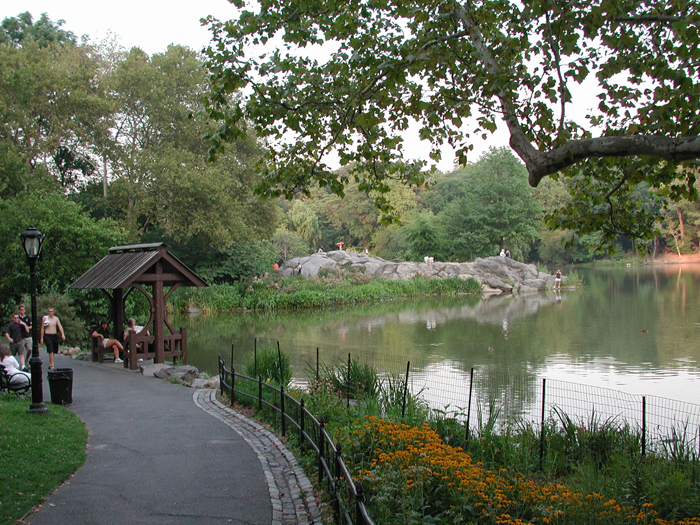 [Pathway along Central Park Pond]