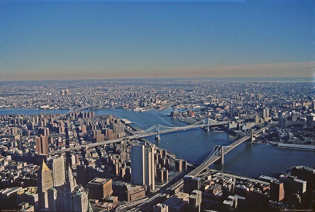 [View of East River Bridges from 1 WTC]