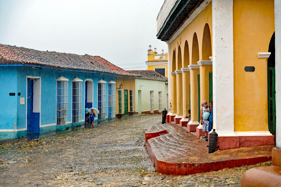 Wet Cobblestone Street