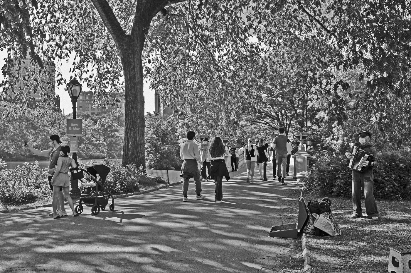 [Bow Bridge - Accordianist - Masks - BW]